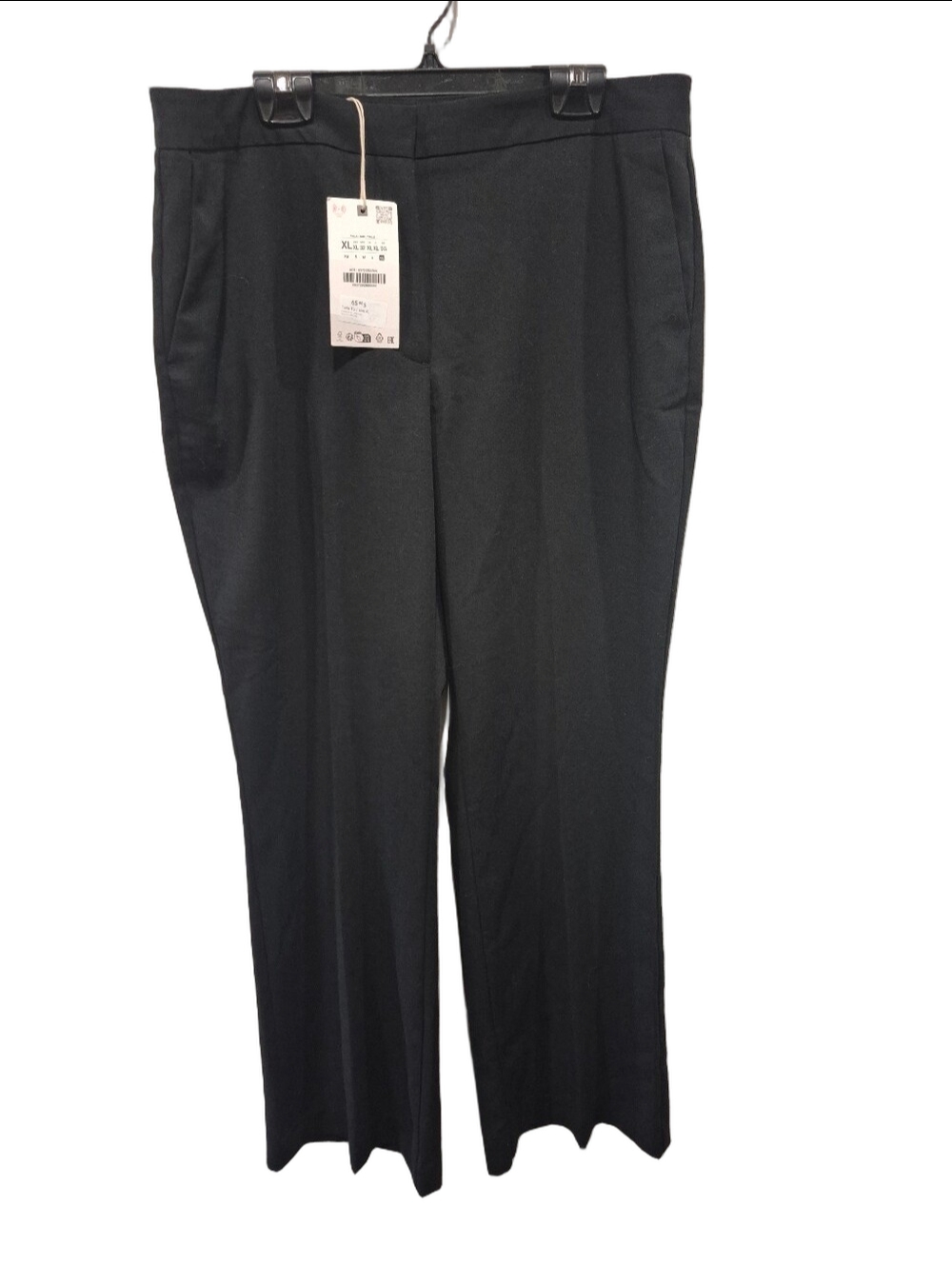 NWT Zara Black High Waisted Straight Leg Trousers Dress Pants Size XL
